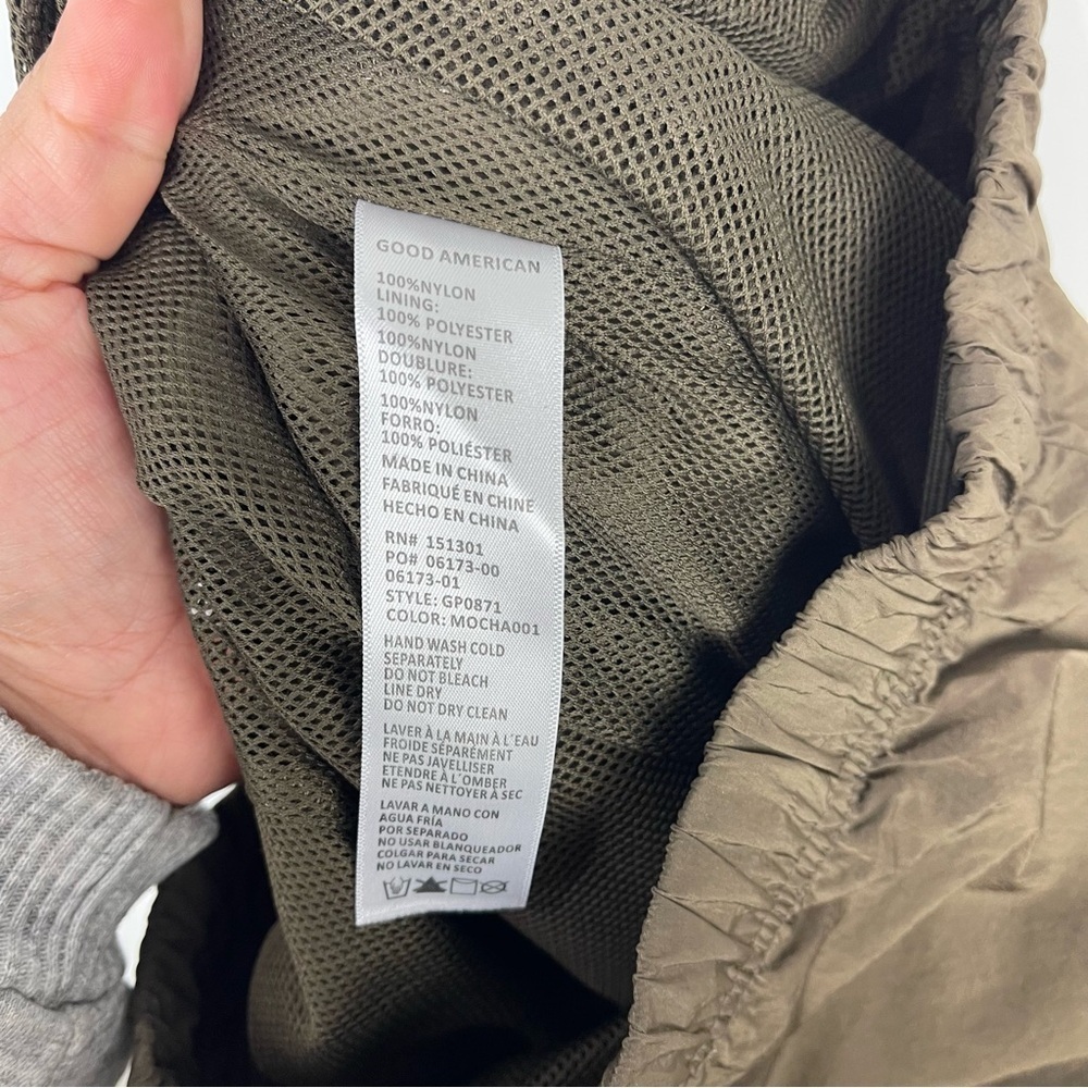 Good American Cargo Jogger Pants Nylon Mocha Brown Women's Size 1 Small Sporty - Picture 9 of 9